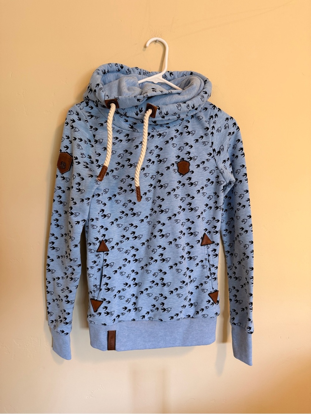 Naketano Light Blue Hoodie with Bird Print